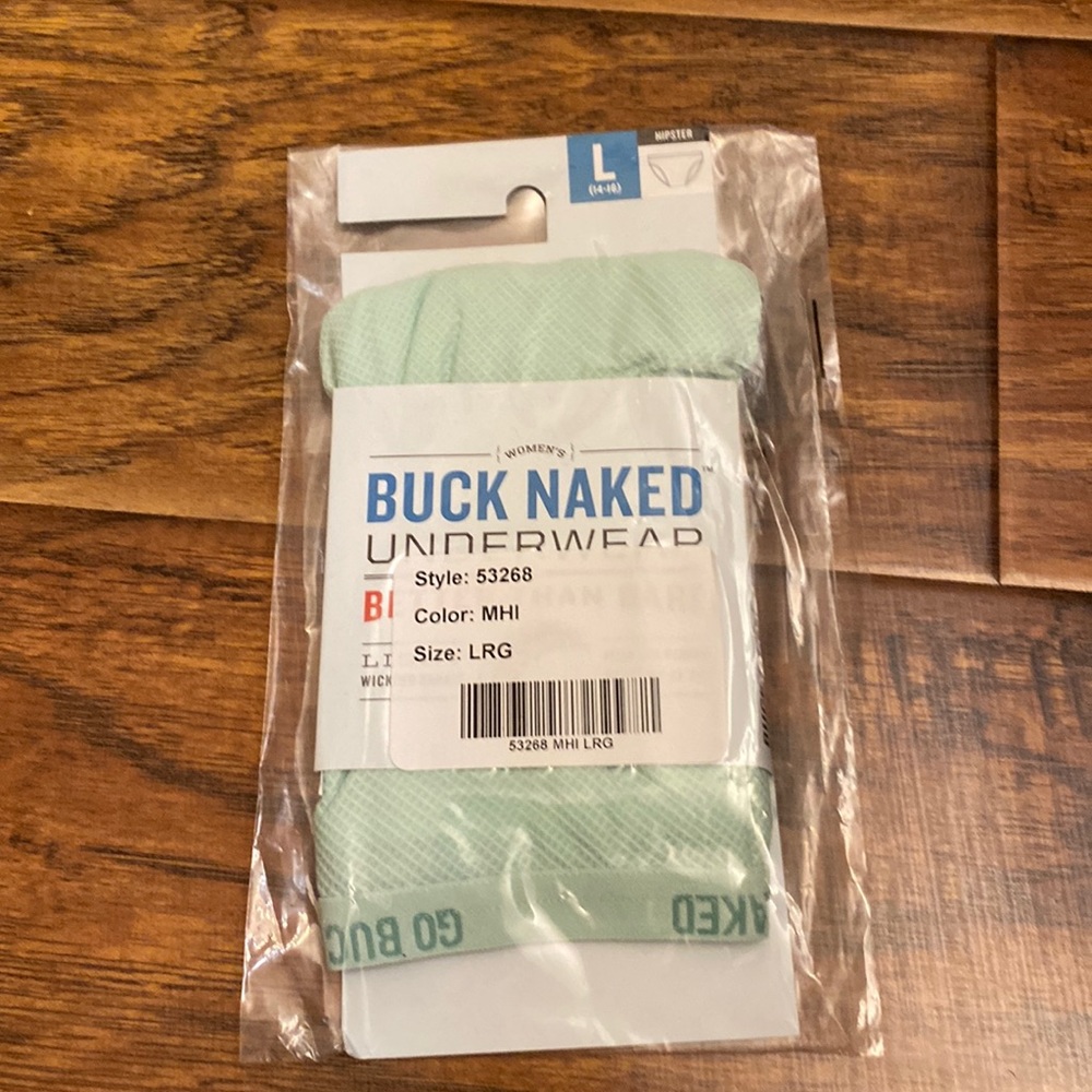 Duluth Trading Co Buck Naked Underwear Mint Green Hipster Panties - L